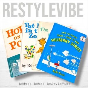 DR SUESS Lot of 4 Books Saw It On Mulberry Street Hop On Pop Foot Book Bundle